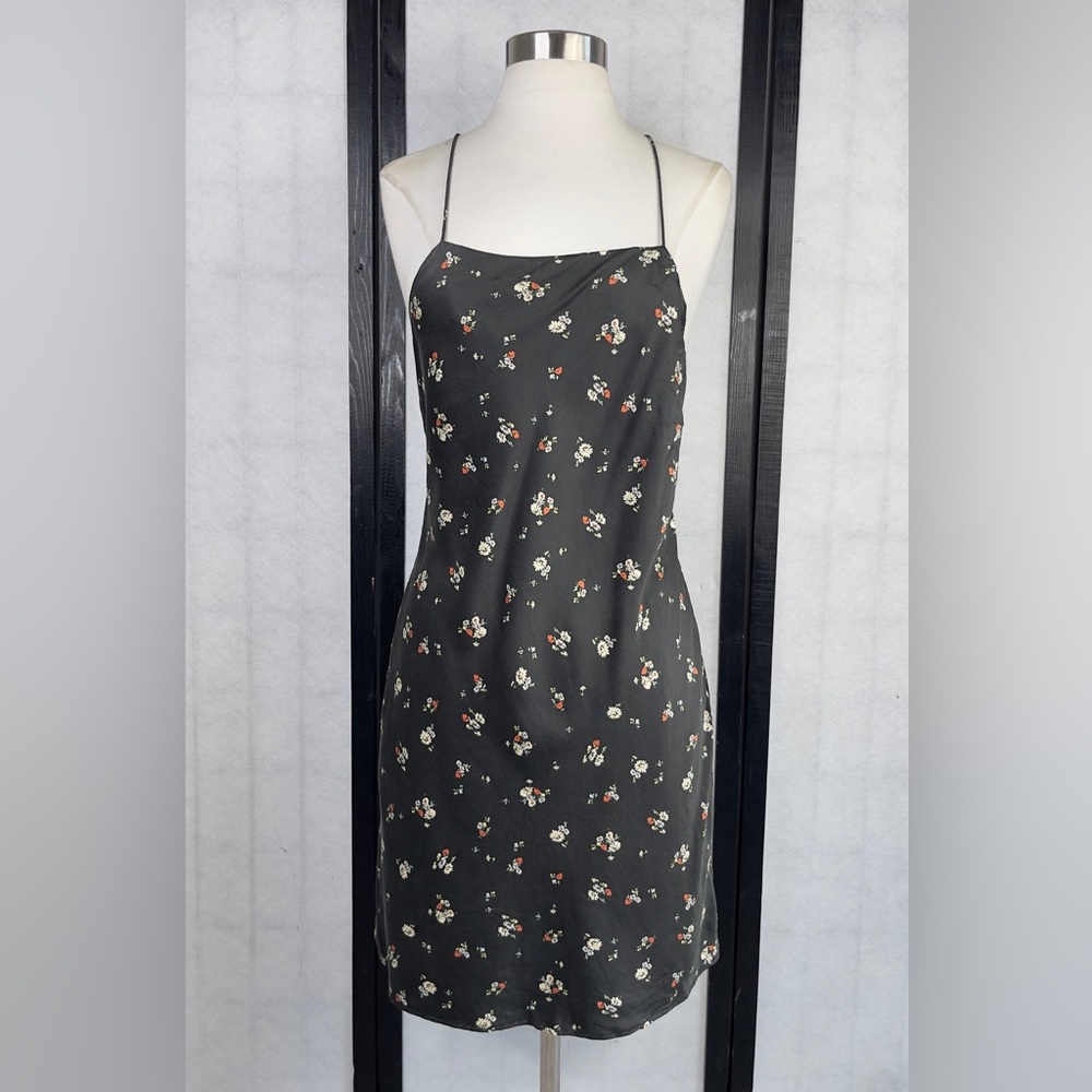 Re/Done Black Floral Mini Dress